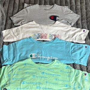 Champion Kids' Gray, White, Blue, and Green Tee 4 Tshirt Bundle